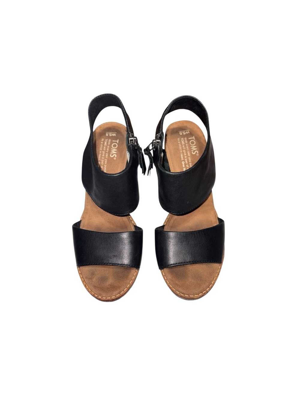 Toms Majorca Leather Heeled Cutout Sandals In Black Boho Indie Women’s Size 5.5 - Picture 4 of 11